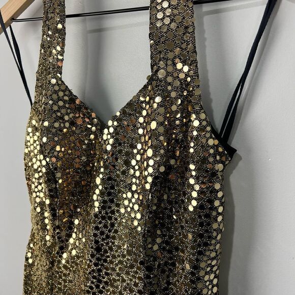 Vintage Gold Sequined Flirtations By Alfred Angelo Mini Party Dress - Picture 2 of 11
